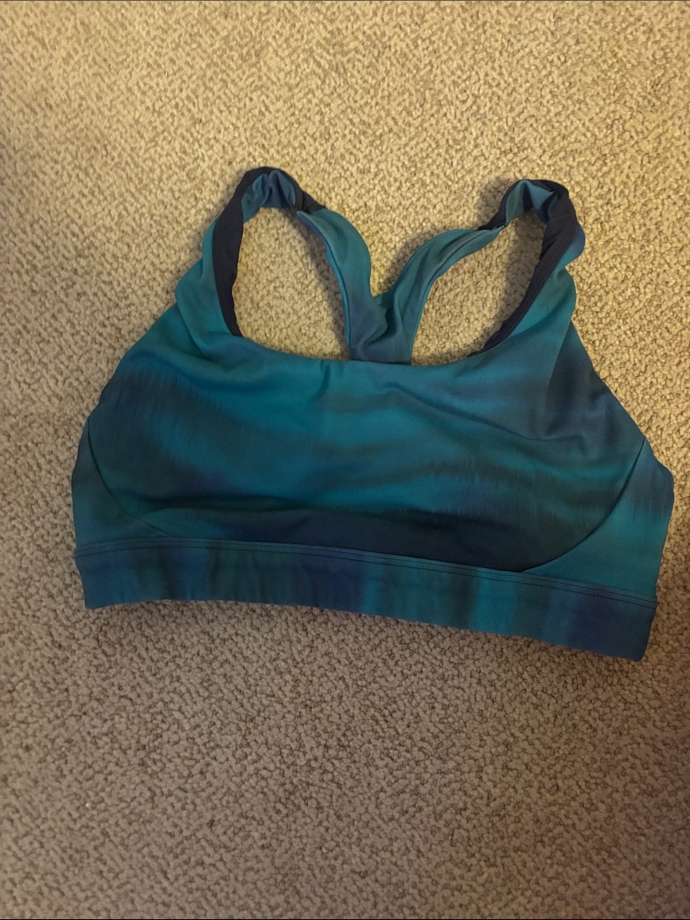 Athleta Teal Ombre Racerback Sports Bra